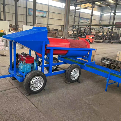 Kleine schaal 5 tot 10 ton Alluviale goudwasinstallatie Mobiele goudmijnbouw Trommel scherm
