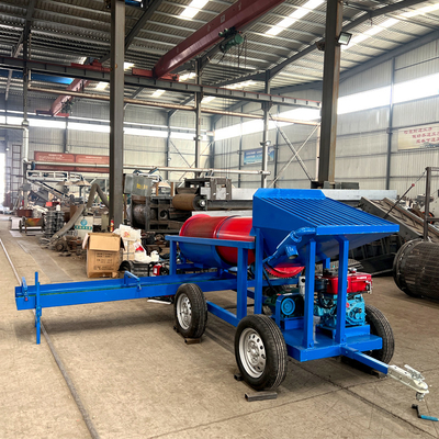 Kleine schaal 5 tot 10 ton Alluviale goudwasinstallatie Mobiele goudmijnbouw Trommel scherm