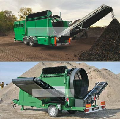 Mobiele compostapparatuur Rotary Drum Filter Screen voor 30-150 ton per uur