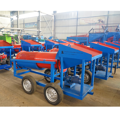Kleine productiecapaciteit 620 kg mobiele goudtrommel scherm voor alluviale goudwinning