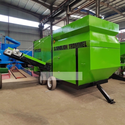 Mobiele composteertrommel scherm met transportband zware zwaartekrachtseparator voor bovengrond
