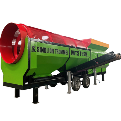 High Capacity Compost Rotary Mobile Trommel Screen/Sieve met 3-45KW elektrische motor