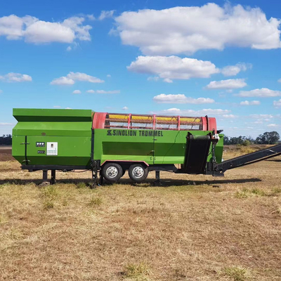 High Capacity Compost Rotary Mobile Trommel Screen/Sieve met 3-45KW elektrische motor