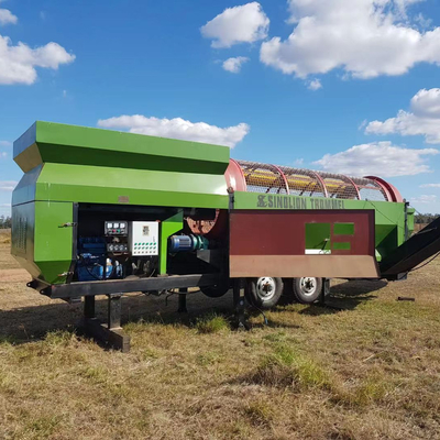 High Capacity Compost Rotary Mobile Trommel Screen/Sieve met 3-45KW elektrische motor