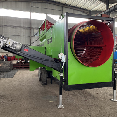 High Capacity Compost Rotary Mobile Trommel Screen/Sieve met 3-45KW elektrische motor