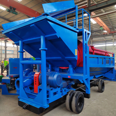 Mobiele apparatuur voor het ontginnen van goud in de alluviale zone Trommel schermwasinstallatie met een hoge capaciteit