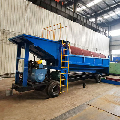 Mobiele goudwasinstallatie Alluviaal trommel scherm met vervoerband ontlading Grootte op aanvraag