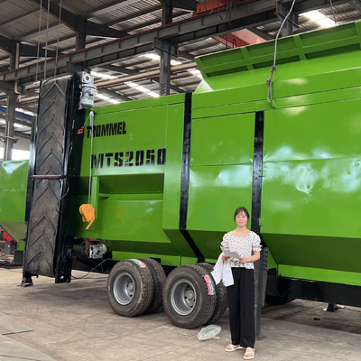 Boerderijen 33.2kw Motor Grote capaciteit MTS 2050 Mobiele trommel zeef voor compost roterende trommel