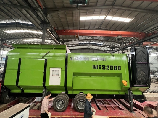 Boerderijen 33.2kw Motor Grote capaciteit MTS 2050 Mobiele trommel zeef voor compost roterende trommel
