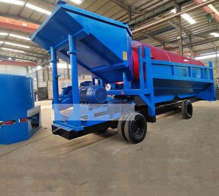 80-150 t/u Capaciteit Staal Mineraalseparatie Goud en diamant Mijnbouw Mobiele trommel scherm