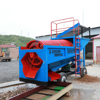 Mijnbouw Scheidingszand Alluviaal Goud Wassen Mobiele Trommel Screen voor de markt in Rusland