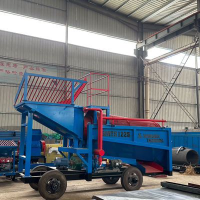 50 t/h capaciteit mobiele stalen trommelscreeningsplaats voor het zeven van goud in het mijnbouwproces