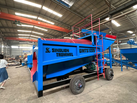 50 t/h capaciteit mobiele stalen trommelscreeningsplaats voor het zeven van goud in het mijnbouwproces
