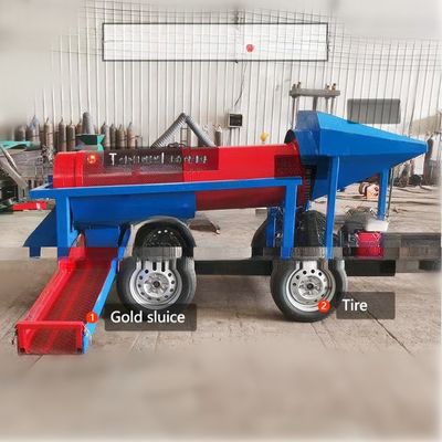 Kleine capaciteit 10 ton mobiele goudsandseparator mijnbouw trommel schermwasinstallatie