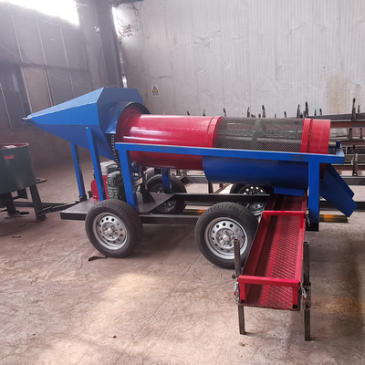 Gravity Separator Kleine capaciteit Alluviaal Goud Mobile Mining Trommel Machinery in Blauw