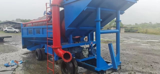 Mobiele goudwasinstallatie met aanpasbare ontladingsgrootte