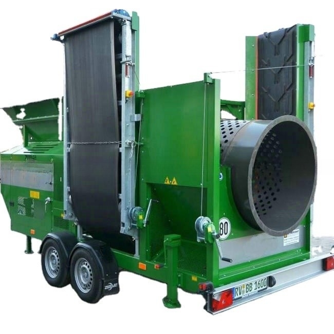 Mobiele trommel screener MTS1230 voor aarde zand grind compost houtsnips hoge capaciteit