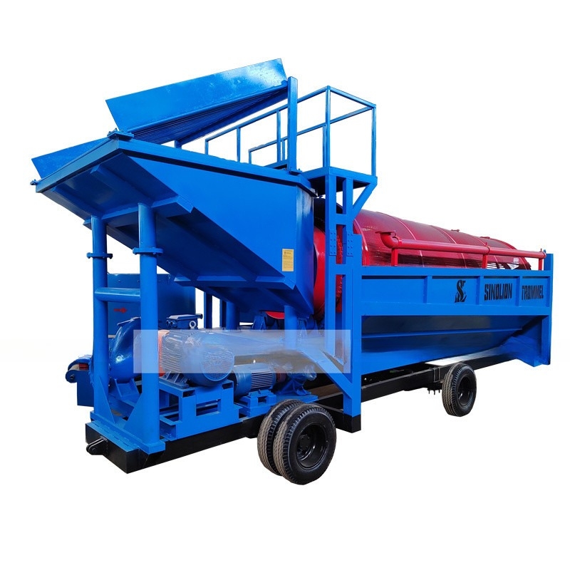 Alluviale goudmijnmachine mobiele trommel scherm voor het scheiden van goud op kleine schaal