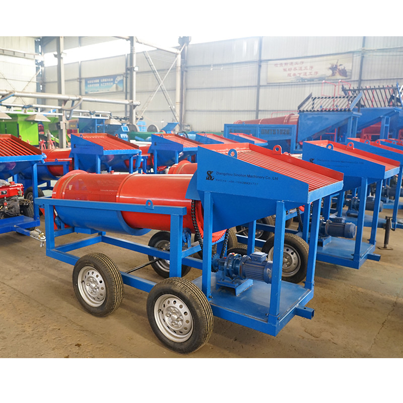 Kleine productiecapaciteit 620 kg mobiele goudtrommel scherm voor alluviale goudwinning