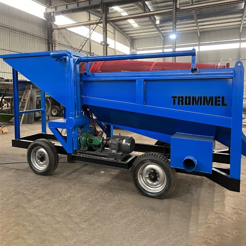 Goudmijnbouwapparatuur Rotary Scrubber Mobile Gold Trommel Screen Feeding Grootte 300mm