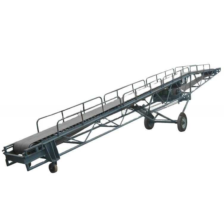 Kleine grootte gele industriële mobiele draagbare rubberen schuine riem transportlijn machine