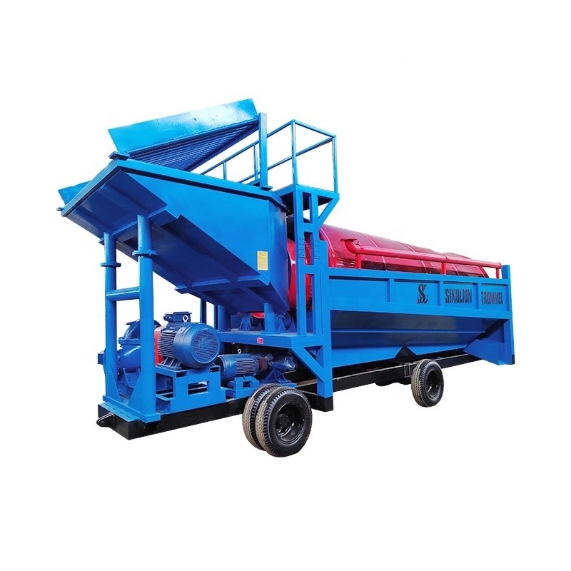Hoge capaciteit Alluvial Gold Trommel Wash Plant 50-500 ton per uur 98% efficiëntie