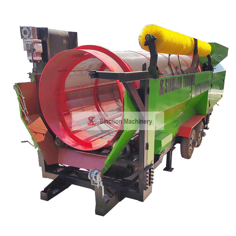 mobiele steenkool rots goud zand grind compost trommel scherm machine met sinolion spanning