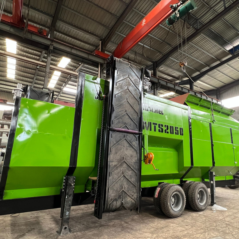 Boerderijen 33.2kw Motor Grote capaciteit MTS 2050 Mobiele trommel zeef voor compost roterende trommel