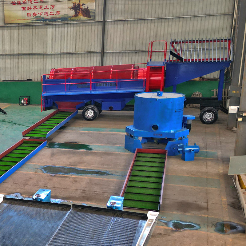 Draagbare wasmachine 100 ton goudwasmachine trommel scherm met zwaartekrachtseparator
