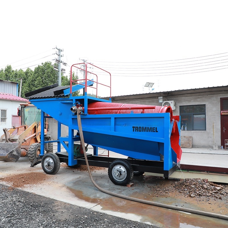 Mijnbouw Scheidingszand Alluviaal Goud Wassen Mobiele Trommel Screen voor de markt in Rusland