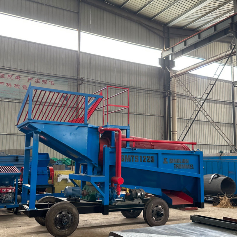 50 t/h capaciteit mobiele stalen trommelscreeningsplaats voor het zeven van goud in het mijnbouwproces