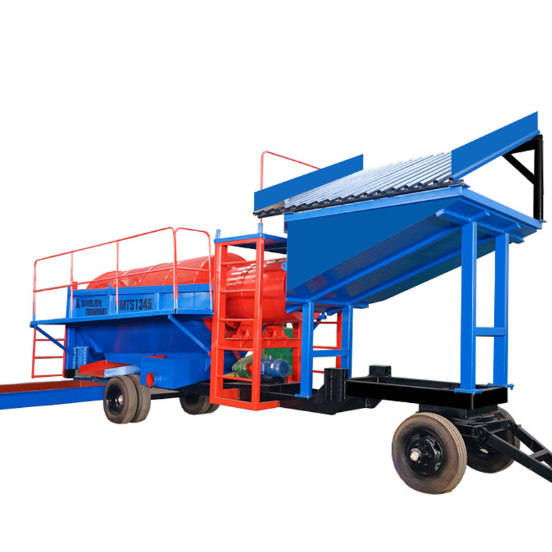 80-150 t/h mobiele alluviale goudertswasinstallatie trommelwasser met all-in-one-functie